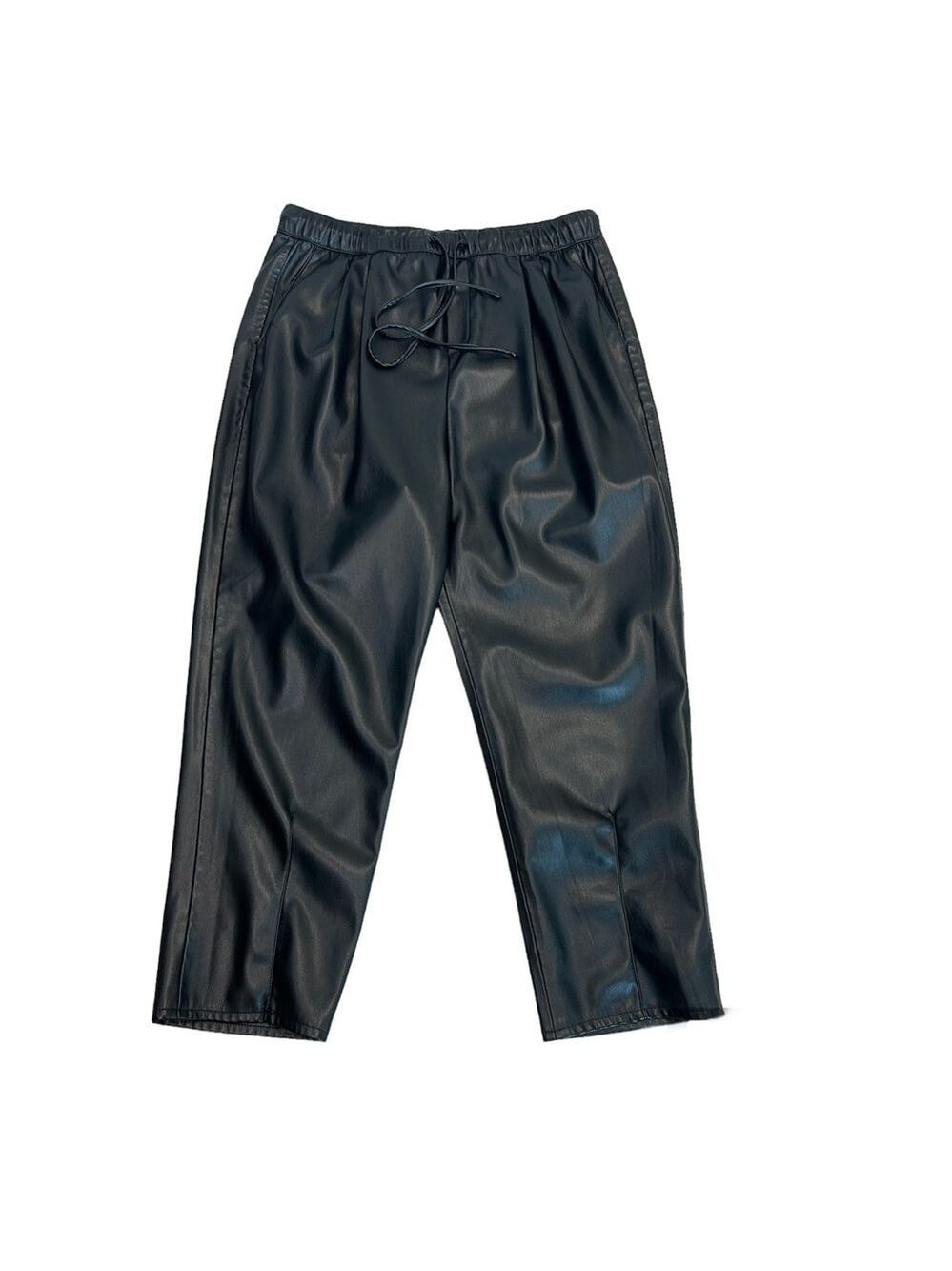 Industry Republic clothing black faux leather drawstring joggers Sz L NWT